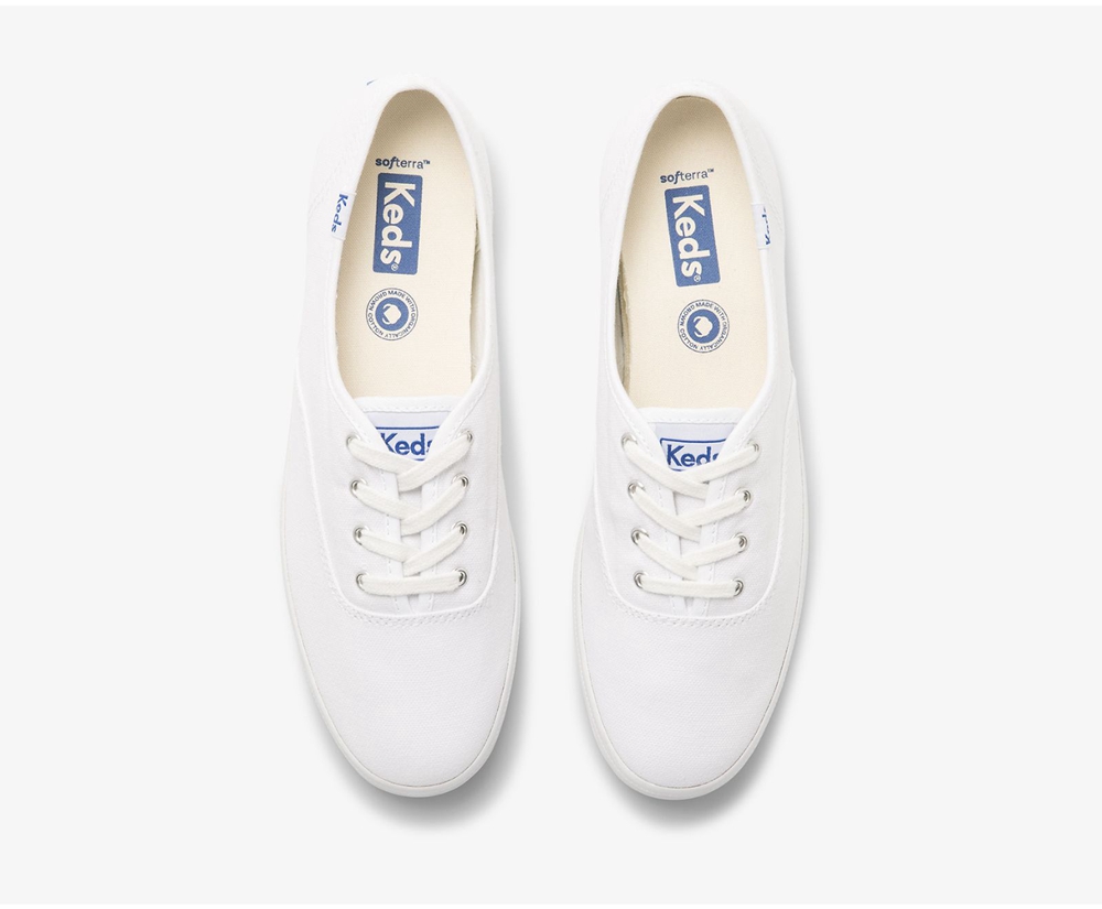 Keds Sneakers White - Champion Organic Cotton Canvas - Womens NYSURC-258